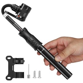 Mini Bike Pump with Pressure Gauge, [80-100 PSI] Diyife Aluminium Alloy Portable Bicycle Tyre Pump Fits Presta and Schrader Valve, Black Cycle Pump for Road Mountain Bike Ball and Swimming Ring