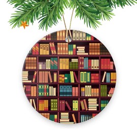 Collectible Christmas Tree Ornaments 3 Inch Pedent,Library Books, for Family