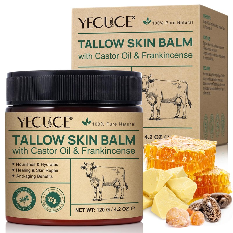 Yecuce Beef Tallow for Skin & Face Cream with Castor