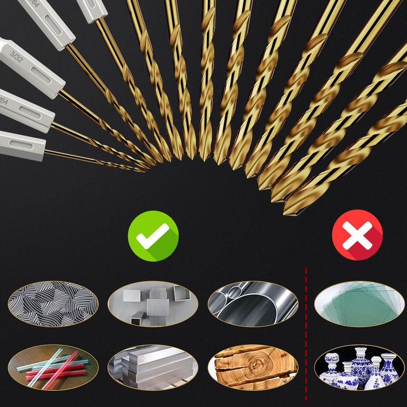 MACXCOIP Hex Shank Drill Bit Set, 30Pcs HSS Titanium Twist