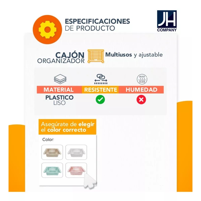 J.H. Company Cajon Organizador Retractil Para Refrigerador Cocina Hogar