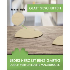 Kleenes Traumhandel Wooden Heart - Wooden Wall Decoration Heart - Heart Discs - Heart Shape Made of Wood for Birthday, Wedding, Valentine's Day - (Set of 3, 112 x 100 mm)
