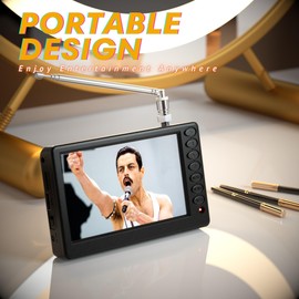 VQP 5 Inch Portable Mini TV for Car, Pocket Battery Operated With Remote, USB Port & TF Card Slot, Small Digital/Analog ATSC for Kitchen Camping