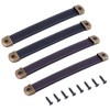 MAYJOYDIY 4 Pcs Black PU Leather Handles for Drawers Brown