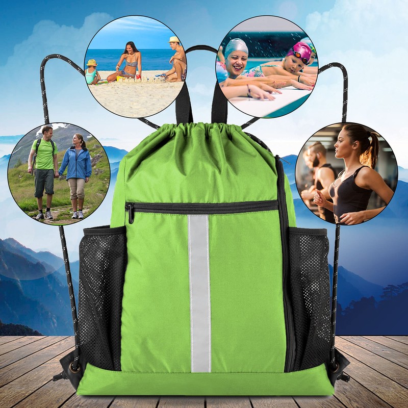 BeeGreen Royal Blue Drawstring Backpack Bag with Shoe Compartment X-Large