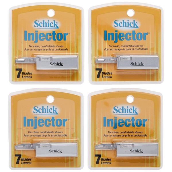 Schick Injector Razor Blades, 7-Count Boxes (Pack of 4)