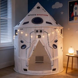 Kids Play Tent Rocket Ship Play Tent for Kids Pop-Up Space Ship Tent Soft Breathable Fabric Spaceship Toddler Tent Kids Indoor Tent for Childrens Ages 3-8