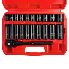 EACELIY 21pcs 3/8" Socket Set,Drive Impact Socket Set, SAE, Deep & Shallow, Cr-V Steel, 6 Point with Adapters, 72T Ratchet Handle, 5/16-7/8inch