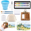 9PCS Travel Watercolour Set,Mini Watercolour Paint Set Travel WoodenPalette