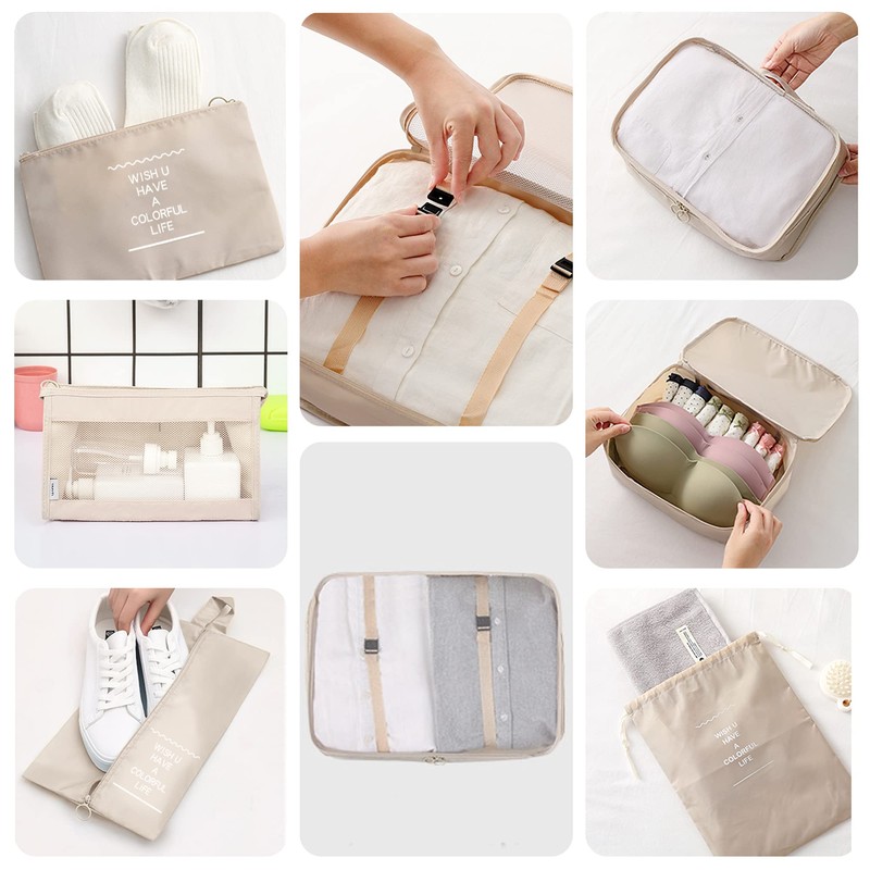 12Pcs Packing Travel Cubes for Suitcase Luggage Organizers with 5