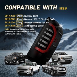 Black Smoke LED Tail Lights For 2014-2018 Chevy Silverado 1500 & 19 2500/3500 HD