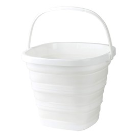 Pearl Metal AZ-5502 Folding Bucket, Square Shape, White, Width 12.0 x Depth 12.2 x Height 9.4 inches (30.5 x 31 x 24 cm), Car Washing, Outdoor, Fishing, Cleaning