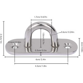 MHDAMAI Stainless Steel Eye Plate Metal Deck Plate 4 Pieces 6 mm Ceiling Wall Mounting Hook with Eyelet Boat Accessories Stainless Steel Deck Plate for Floating Chair Hammock Awning Flower Pots,