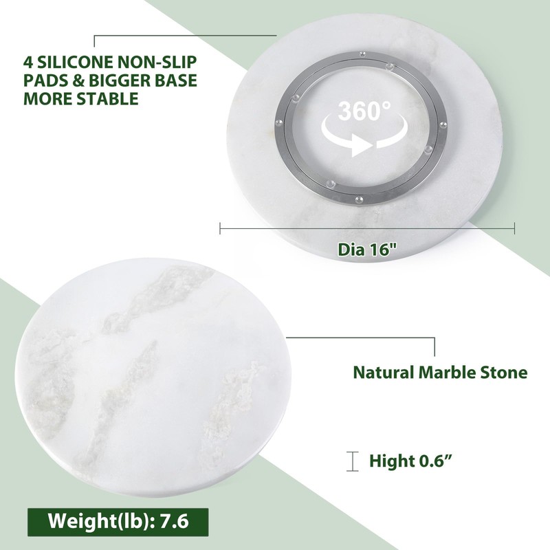 Marble Lazy Susan, 16 in Lazy Susan Turntable Organizer for