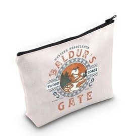 BLUPARK BG3 Merch DND Dragons Adventure Awaits At BG3 Makeup Bag DND Gift BG3 Tiefling Zipper Pouch Bag BG3 Gamer Gift Role Playing Game Gifts (MB, Western BG)