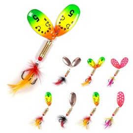 wondersee Fishing Spinners Trout Lures for Rivers Rainbow Trout Baits Pulsating Hackle Tail, Pack of 8, #5