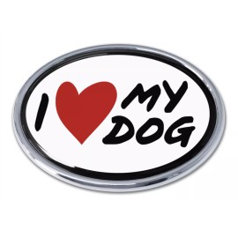 i love my dog chrome auto emblem decal usa made