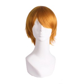 MapofBeauty Cosplay Costume Men's Short Straight Wig (Golden Orange)