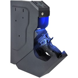 Gun Safe Biometric Quick Access Handgun Safes for Pistols Bedside Fingerprint Pistol safe Nightstand Smart Gun Safety Wall Mount Desk Keypad Key