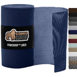 Gorilla Grip powerGRIP Drawer Shelf and Cabinet Liner, Thick Strong Hold, Non-Adhesive Liners Protect Kitchen Cabinets and Cupboard, Bathroom Drawers, Easy Install, Breathable Mat, 12" x20', Navy Blue