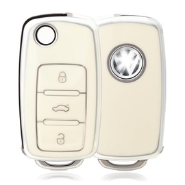 OFFCURVE Car Key Case, Key Cover, Key Protection Key Shell 3 Buttons Compatible with VW Volkswagen Polo Golf 4/5/6 Multivan T5 Caddy Jetta Bora Superb Passat Skoda Fabia Seat Ibiza