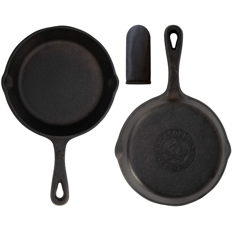 Backcountry Cast Iron Skillet(8 Inch Small Frying Pan + Cloth