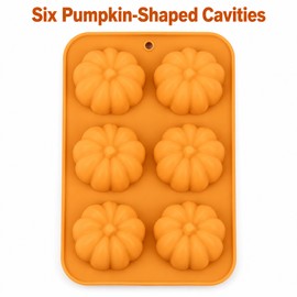 Pumpkin Silicone Mold for Fall Treats – 6-Cavity Tray for Thanksgiving Desserts and Seasonal Drinks