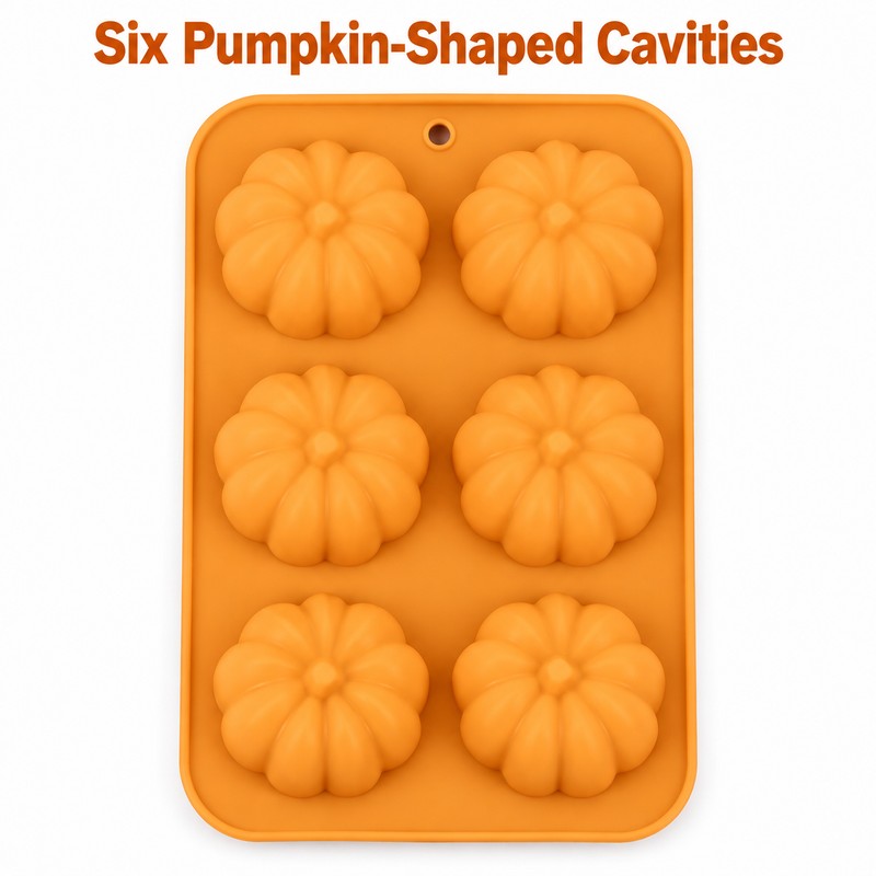 Pumpkin Silicone Mold for Fall Treats – 6-Cavity Tray for