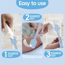 YENLNI 2 Pack Diaper Cream Spatula with Hygienic Travel Case, Butt Spatula Baby with Suction Base, Baby Butt Paste Spatula, Soft Silicone Diaper Rash Cream Applicator Large Size (Blue & Brown)