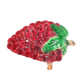 LIFKOME Strawberry Rhinestone Brooch Pin Stylish Fruit Lapel Pin for Clothes Elegant Decoration for Women for Daily Wear Stage Performance Scarf Brooch Accessory