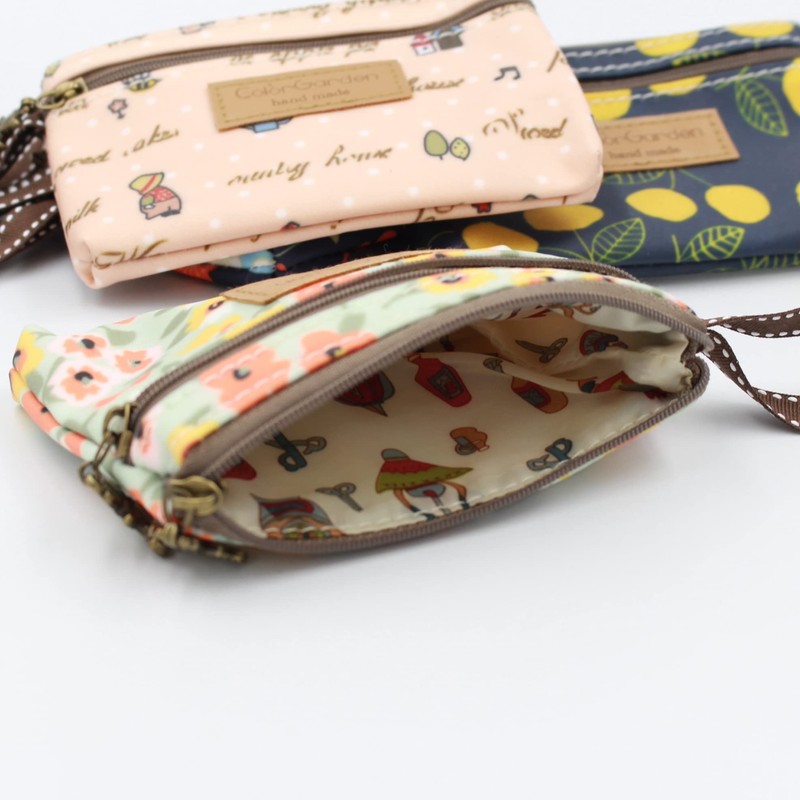 loco animo Pouch, Double Zipper, Strap, Lightweight, Cute, Animal Pattern,