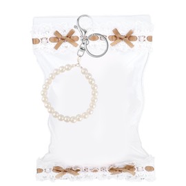 Tinoaly Clear Doll Display Bag, 5.9x9.8 Inch Waterproof Transparent Figure Display Bag Portable PVC Carrying Case with Pearl Keychain for Doll Toy Storage Decoration