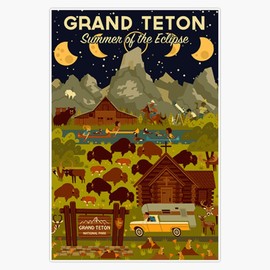 Grand Teton National Park - Summer Of The Eclipse - Travel Decal Vinyl Decal Wall Laptop Bumper Sticker 5"