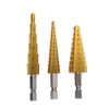 3 Piece Step Drill Bit Set, High Speed Steel, 1/4"-3/4",