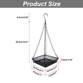 Unlorspy Hanging Bird Feeder Tray 6.7 Inch Square Metal Mesh Seed Holder, Durable Metal Mesh Feeders with Chains for Attracting Various Species of Wild Birds