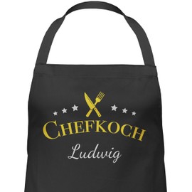 Geschenk mit Namen personalisiert by Shirtracer - Apron - Cooking Apron Men - Chef with Name I Gift Hobby Chefs I Gift Cooking, 1 black