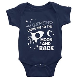 GKrepps My Godmother Loves me to The Moon and Back Lindo Body para niña y niño pequeño, marino, 0-6 Meses