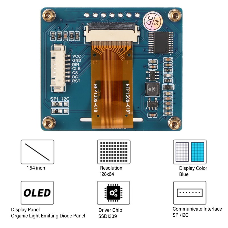 SSD1309 1.54inch Organic Light Emitting Diode Module 4 Wire SPI