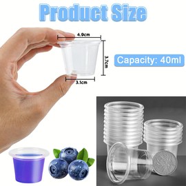 SLTAXAR Pack of 100 Plastic Shot Glasses 4 cl / 40 ml Shot Glasses Plastic Stamperl 4cl Plastic Cups Transparent Shot Cups Plastic 3 cl Drinking Cups Short for Party Fun Weddings