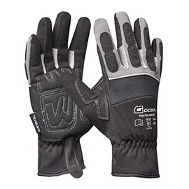 Gebol Master Shock Work Gloves with Padding and Reinforcements, Breathable Synthetic Leather and Neoprene Assembly Gloves for Men and Women, Size L (Size 9), Black, 1 Pair