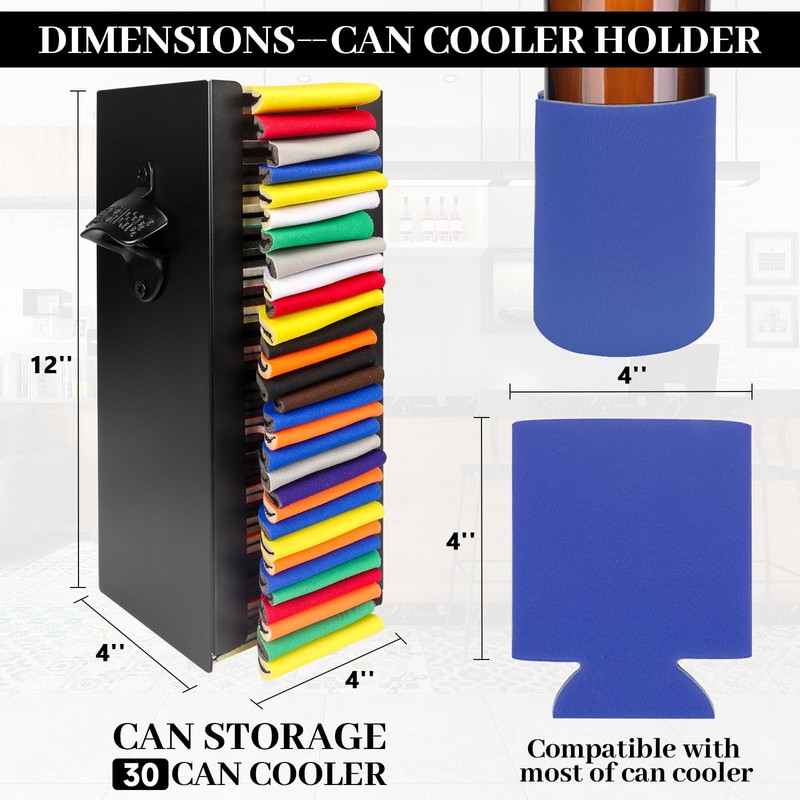 CRAKTH Metal Can Cooler Holder with Bottle Opener Wall Mount