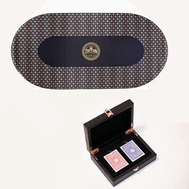 Triton Premium Portable Poker Table Mat 10 Player + Triton Premium Poker Playing Cards for Texas Holdem Poker