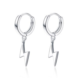 VONALA Hoop Earrings Women's and Men's Sterling Silver Black Silver Cross Earrings and Stars Hoop Earrings for Women Girls Men Young Women Teenage Girls Child, Silver, Black