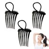 3 Pack Ponytail Hair Comb with Elastic Band Ponytail Loose
