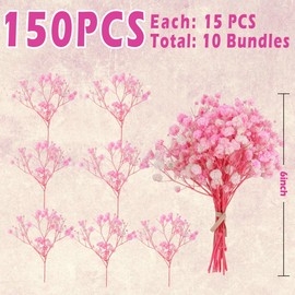 9000+ Bloom Pink Dried Babys Breath Flowers 150 Stems - Bulk Gypsophila Bouquet, Natural Real Dried Flowers for Wedding, DIY Crafts, Resin Art, Vase Filler, Romantic Home Decor, Wreath Floral