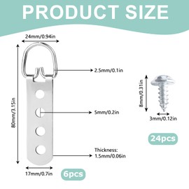 6 Pack D Rings Picture Hanging Hooks, Super Heavy Duty D Ring Picture Hangers, Photo Frame Hangers for Secure Wall Mounting