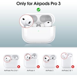 Leather Case for AirPods Pro 3, Shockproof Cover with Keychain, Black
