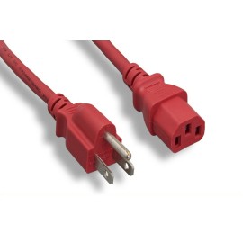 Universal New NEMA5-15P to IEC-60320-C13 18AWG  Standard Power Cord  Red - 1ft