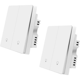 ZigBee Smart Light Switch, Work with Alexa Google Home, Pushbutton Switch with Backlight, Neutral Wire Required, Zigbee Hub Required (2way-2pack)
