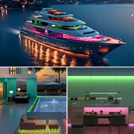 BTF-LIGHTING IP68 Waterproof Outdoor WS2815(Upgraded WS2812B) RGB LED Strip Individually Addressable 5050SMD Dual Signal DC12V 16.4ft 300Pixel Can Work Under Water White PCB(No Adapter or Controller)